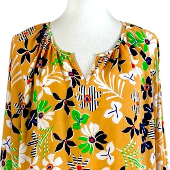 Cabi Blouse V-neck Popover Long Sleeve Peach Multi Mod Floral Women’s Size Large - Picture 5 of 12